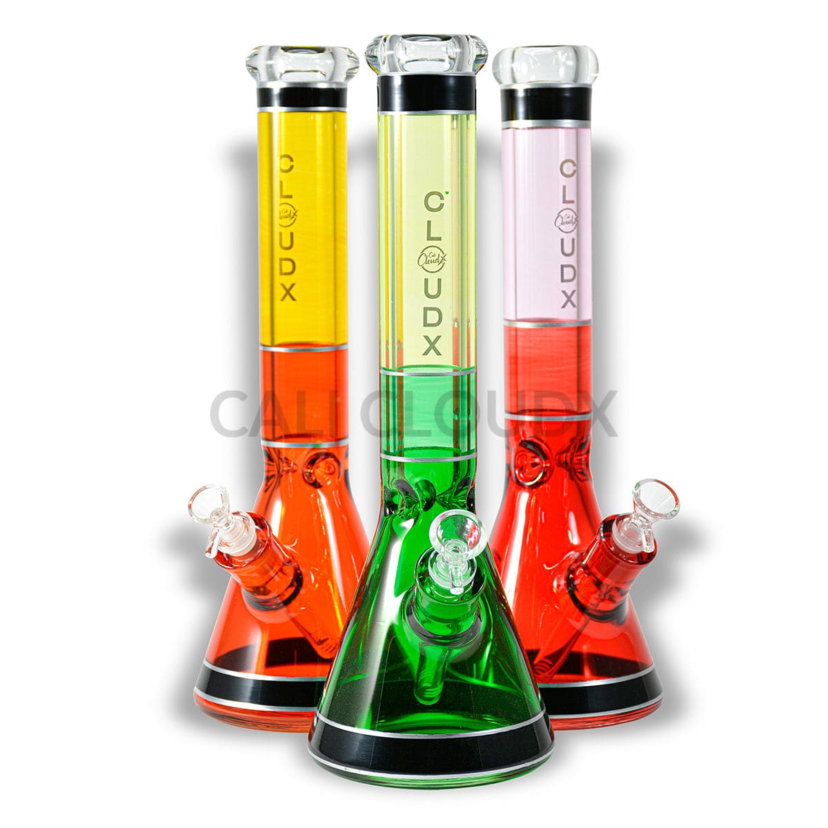 15 Colorful Stripe 9Mm Thick Beaker By Cali Cloudx