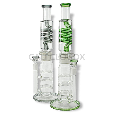 15 Double Part Coil Liquid Straight Water Pipe Glass