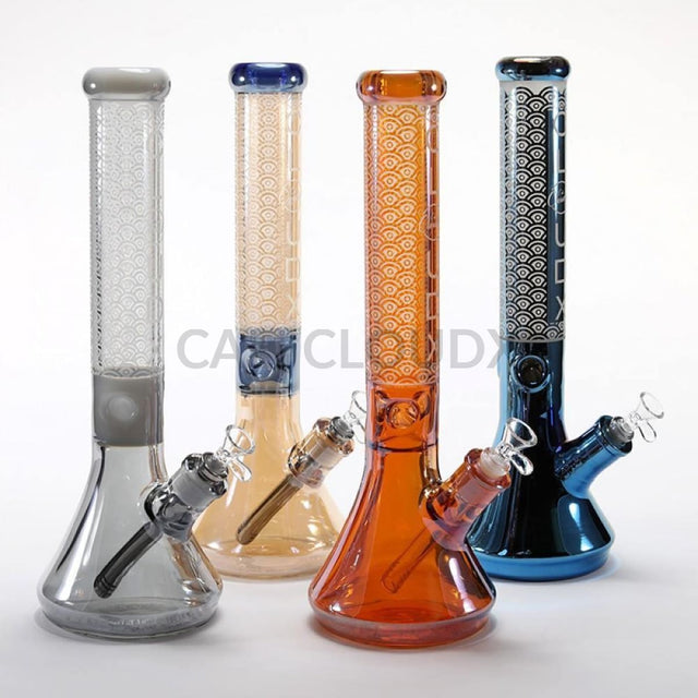 16" Electroplated Design 9mm Thick Beaker Water Pipe (Only Blue Available) - Cali Cloudx Inc