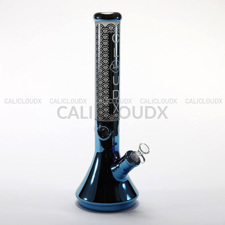 16" Electroplated Design 9mm Thick Beaker Water Pipe (Only Blue Available) - Cali Cloudx Inc