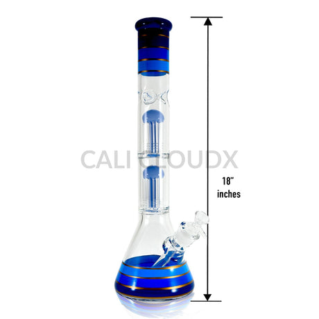 18’’ Double Perc Beaker Water Pipe with Colored Accents