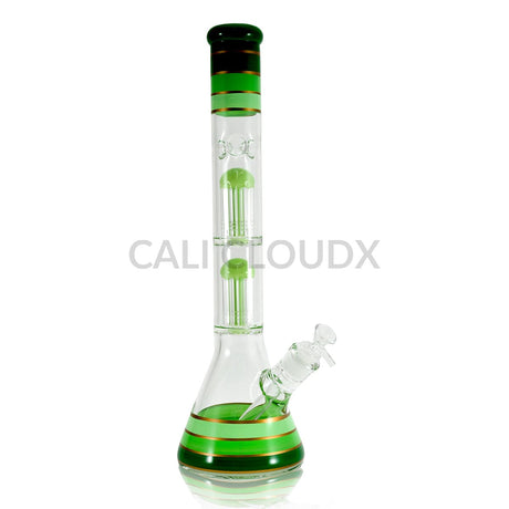 18’’ Double Perc Beaker Water Pipe with Colored Accents