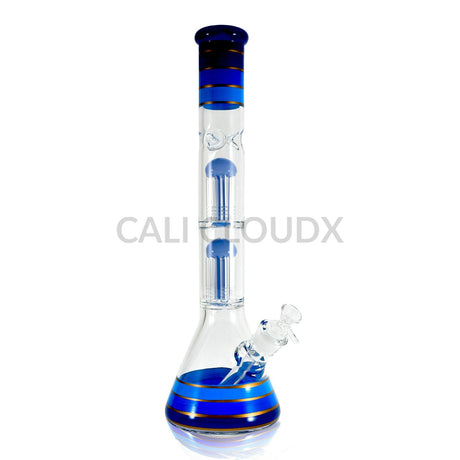 18’’ Double Perc Beaker Water Pipe with Colored Accents