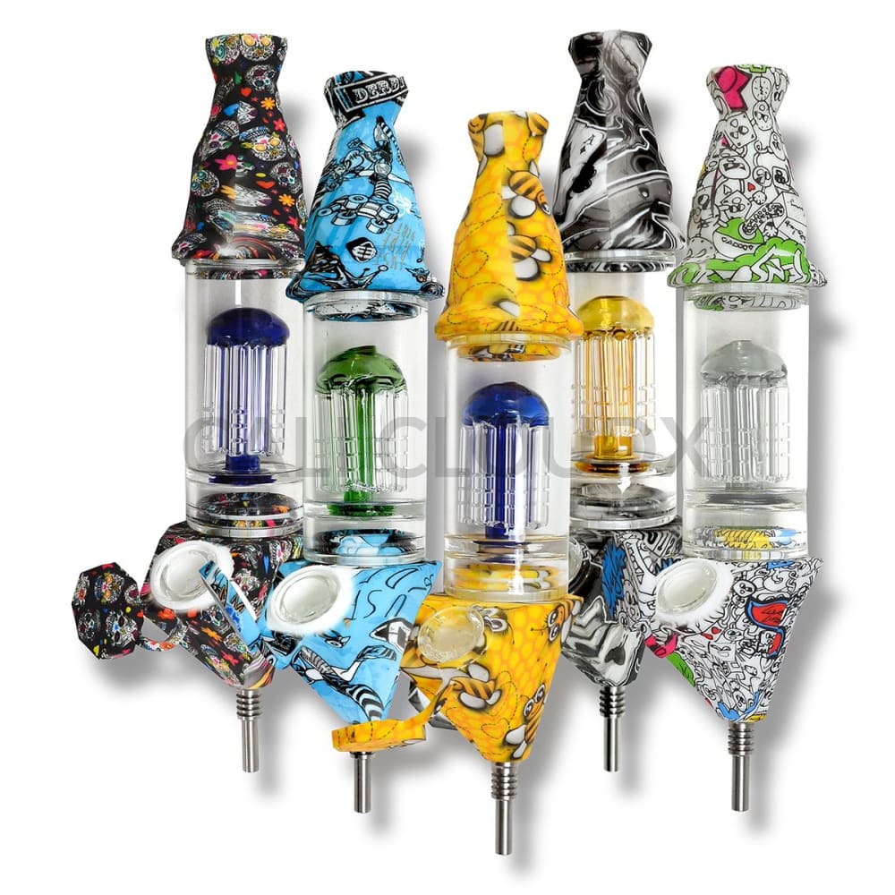 2 In 1 Silicone Tree Nectar Collector And Bubbler - Printed