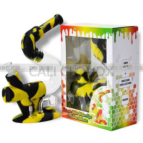Silicone & Glass 3 In 1 Waterpipe Nectar Collector- S Shape
