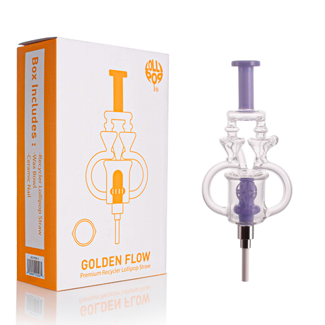LOLLIPOP Double Arm Glass Nectar Collector – Artistic Honey Straw with Dual Chamber Design & Purple Inline Perc