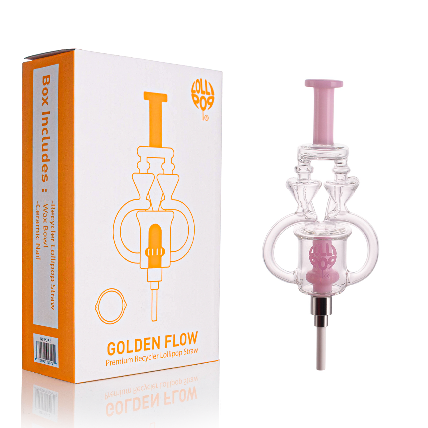 LOLLIPOP Artistic  Dual Chamber Design Double Arm Glass Dab Straw Kit