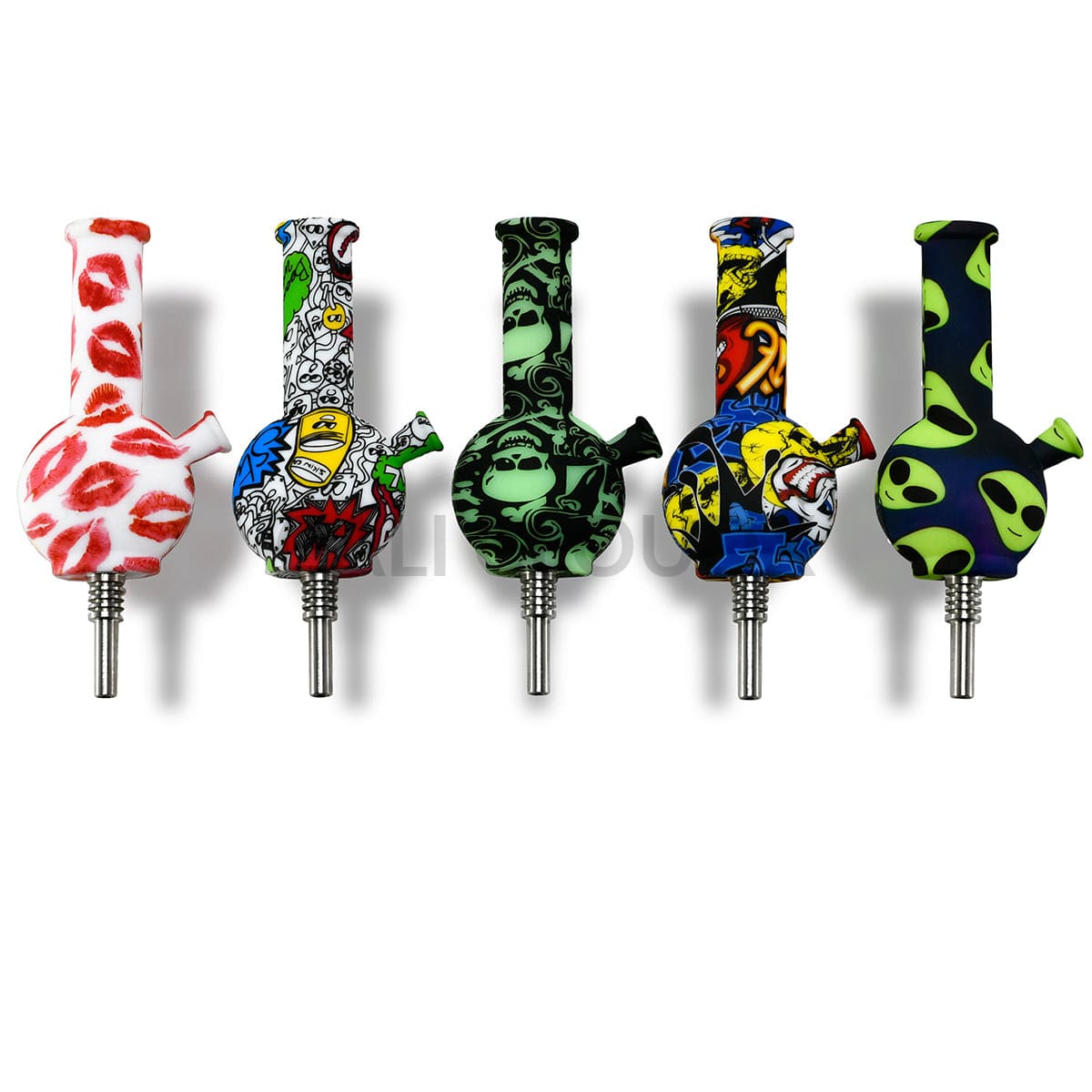 4.5’’ Silicone Bong Honey Straw Printed-Count Of 6 Assorted
