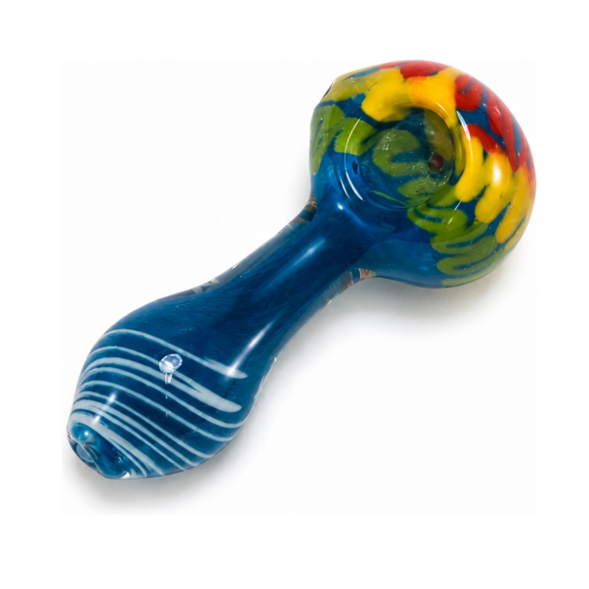 4" Three Color Head Stripe Bottom Hand Pipe