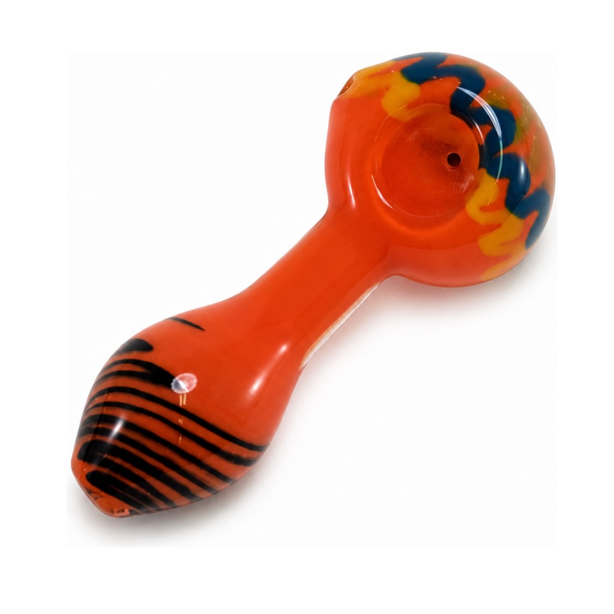 4" Three Color Head Stripe Bottom Hand Pipe