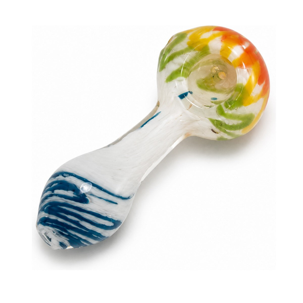 4" Three Color Head Stripe Bottom Hand Pipe