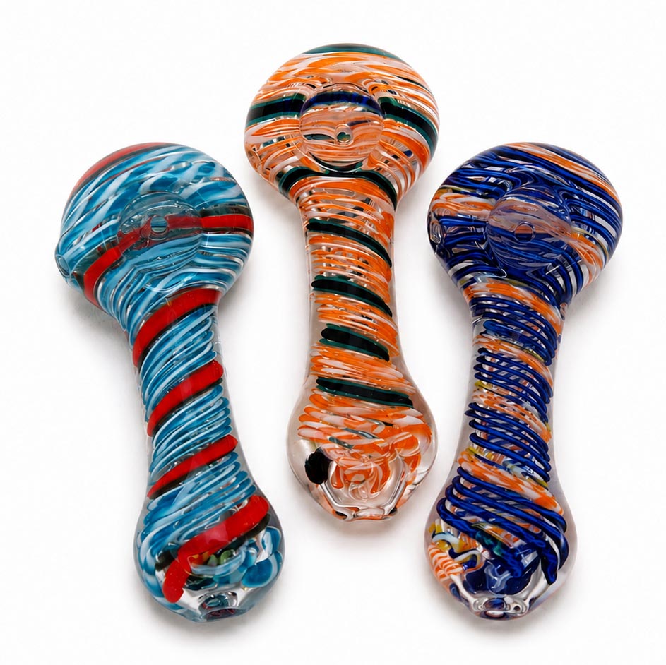 4" Striped Flat Bottom Hand Pipe