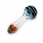4" Cleared Body Multi Color Frit Bottom Hand Pipe