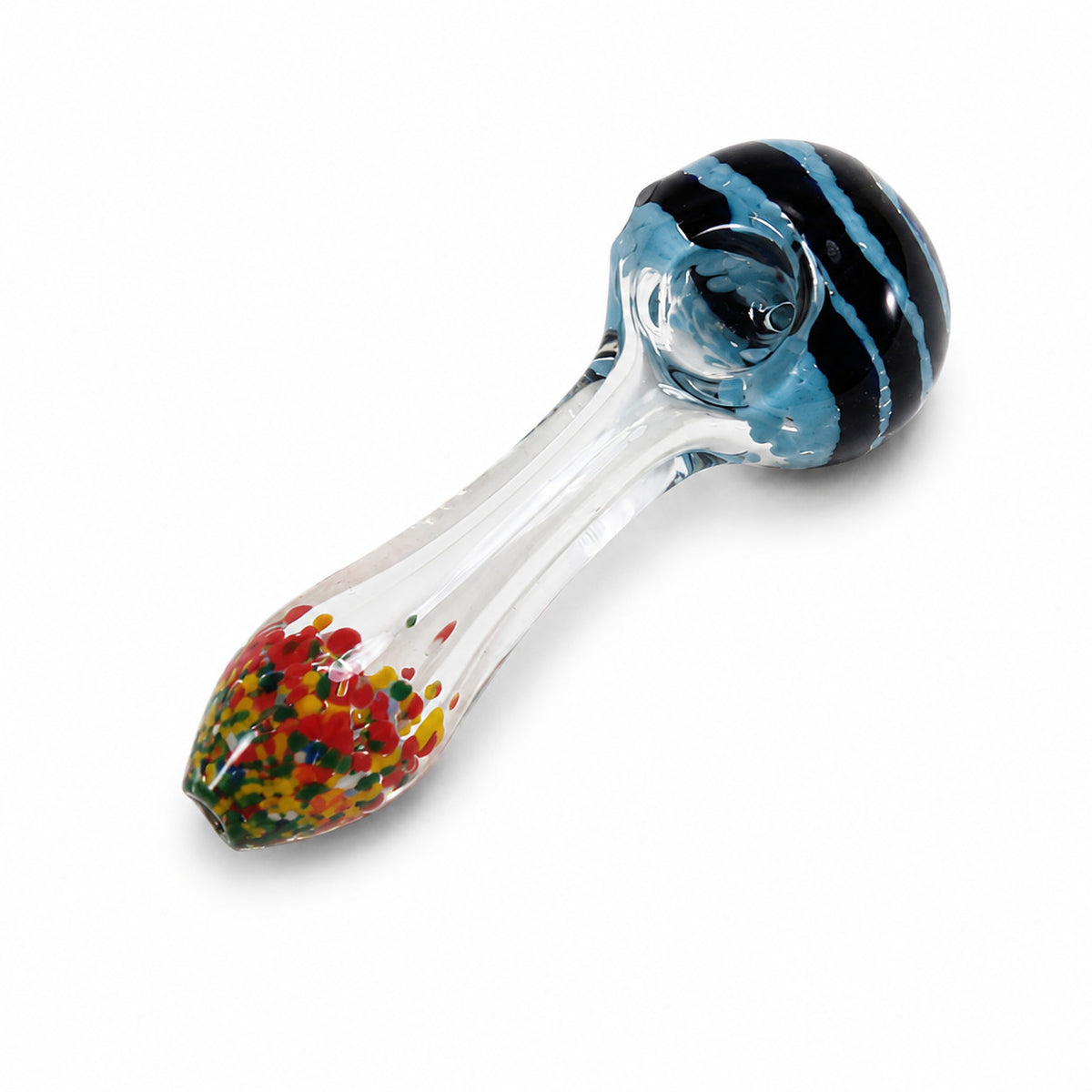 4" Cleared Body Multi Color Frit Bottom Hand Pipe