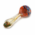 4" Cleared Body Multi Color Frit Bottom Hand Pipe