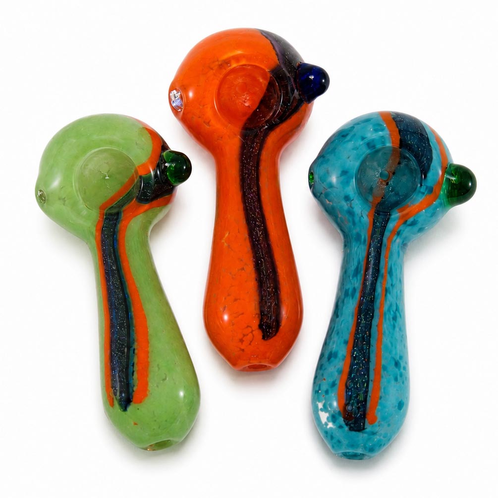 4" Bright Colored Frit Spoon Hand Pipe