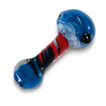 4" Frit Color Stripe Body Flat Bottom Hand Pipe