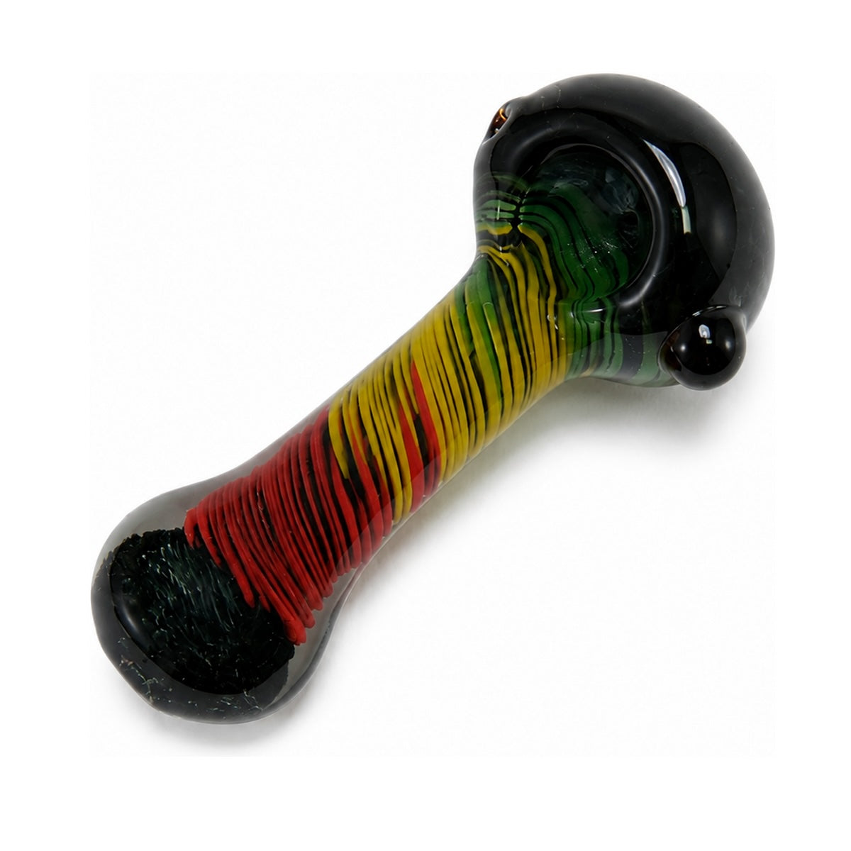 4" Frit Color Stripe Body Flat Bottom Hand Pipe