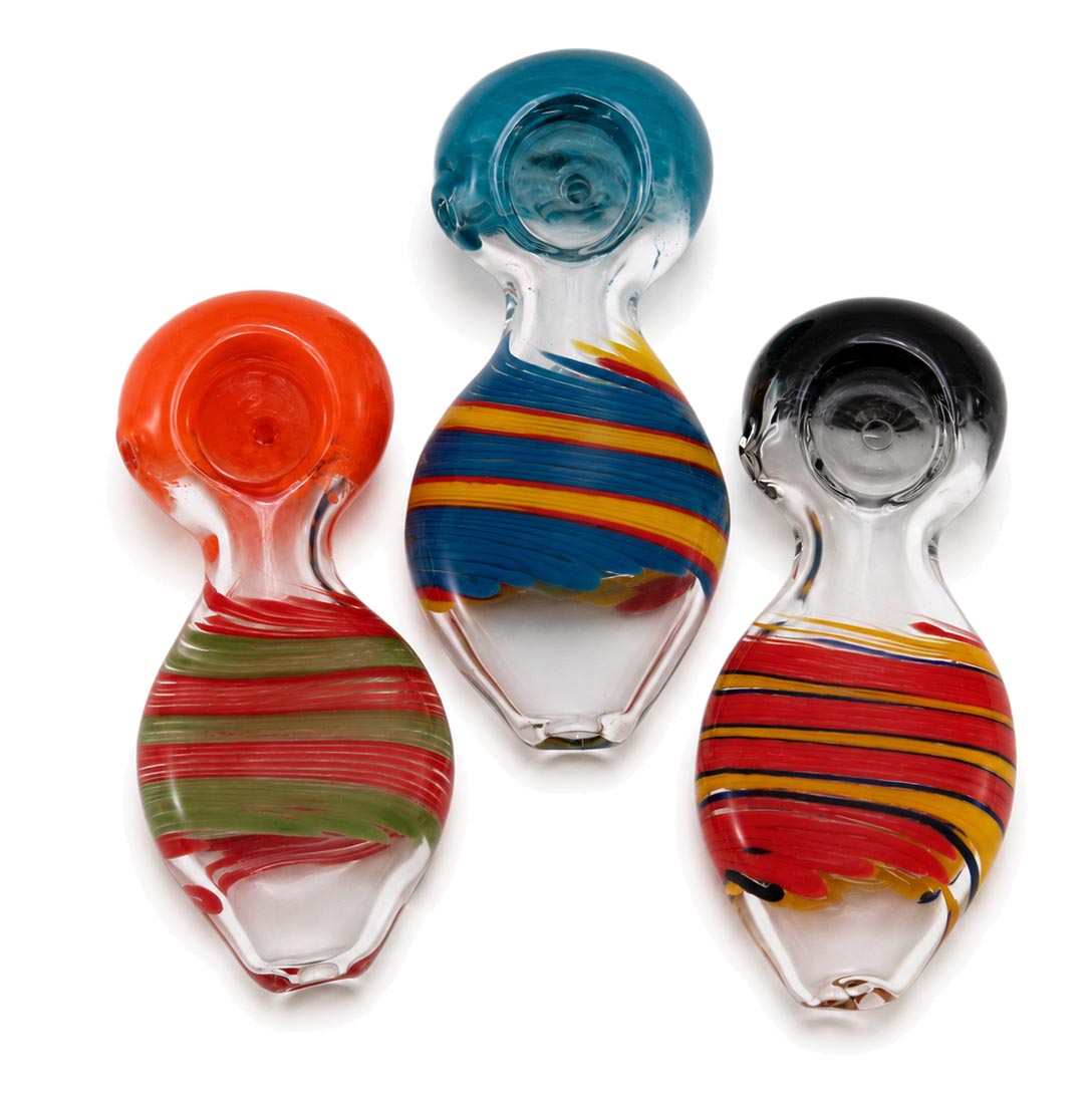 4" Stripe Color TearDrop Design Hand Pipe