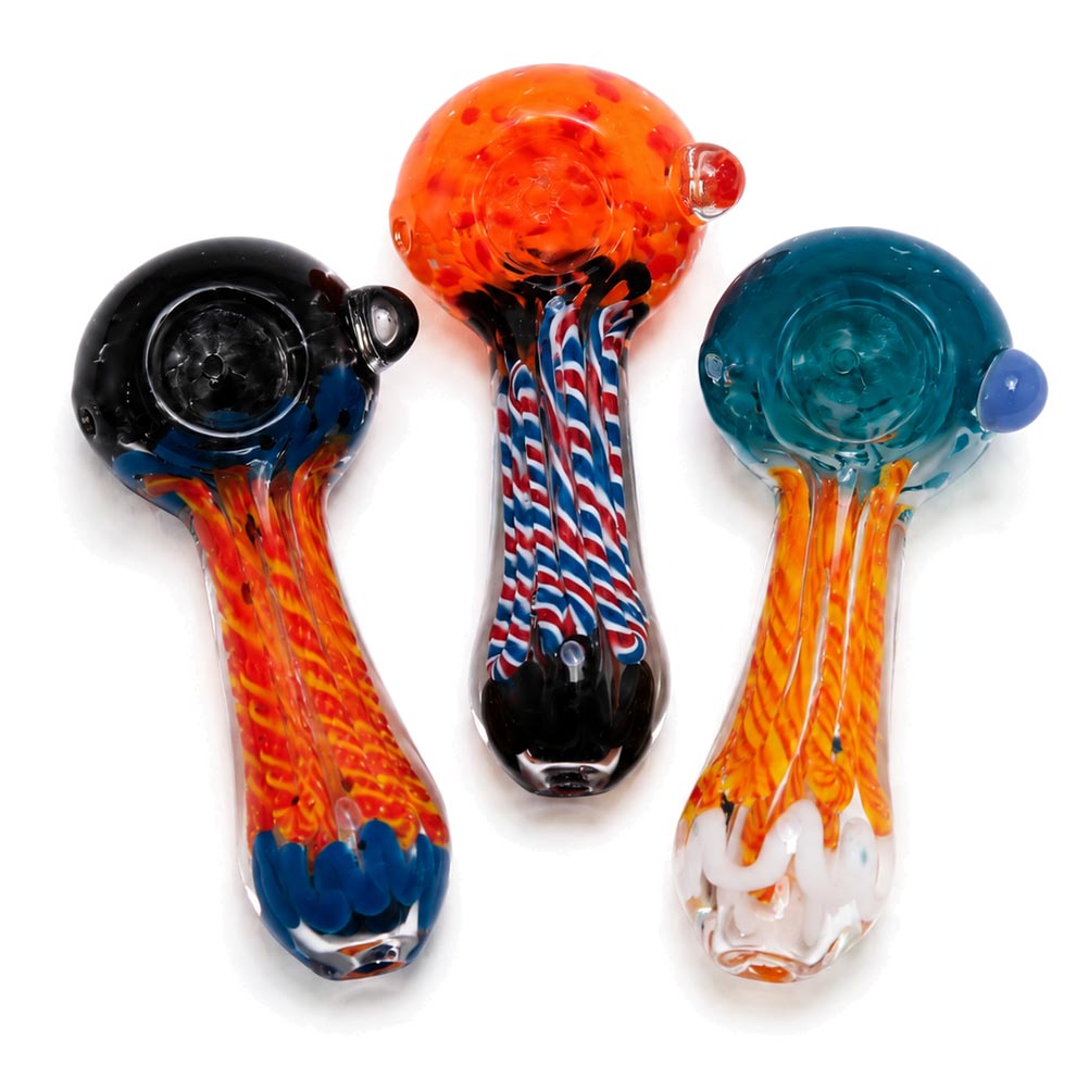 4" Frit Color Rope Design with Nub Hand Pipe