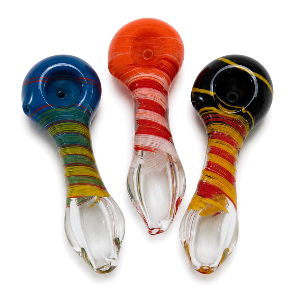 4"Spiral Design Clear Bottom Colorful Hand Pipe