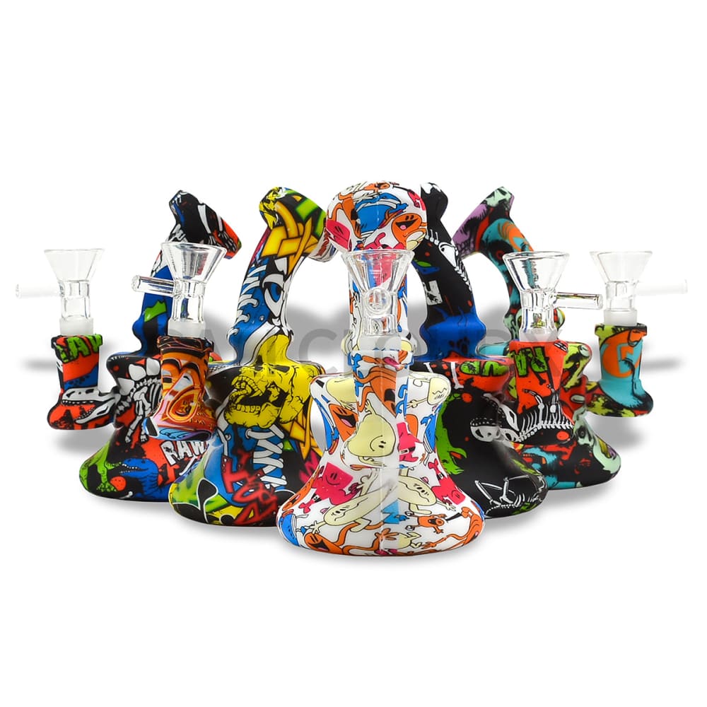 5 Silicone Printed Waterpipe Assorted Color Waterpipe