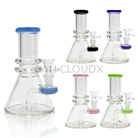 6.5’’ Mini Beaker Water Pipe with Color Accents Assorted Colors