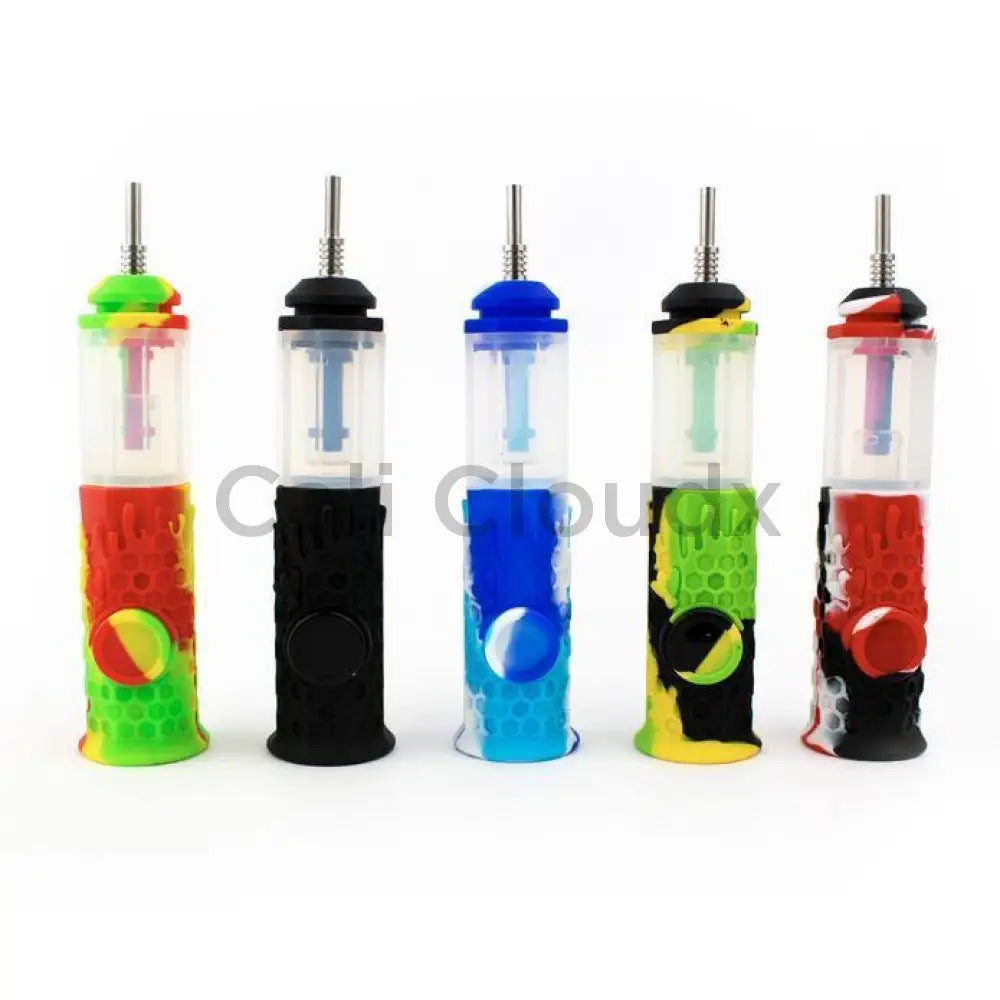 5.5" Silicone Honeycomb Nectar Collector w Built-in Container - Cali Cloudx Inc