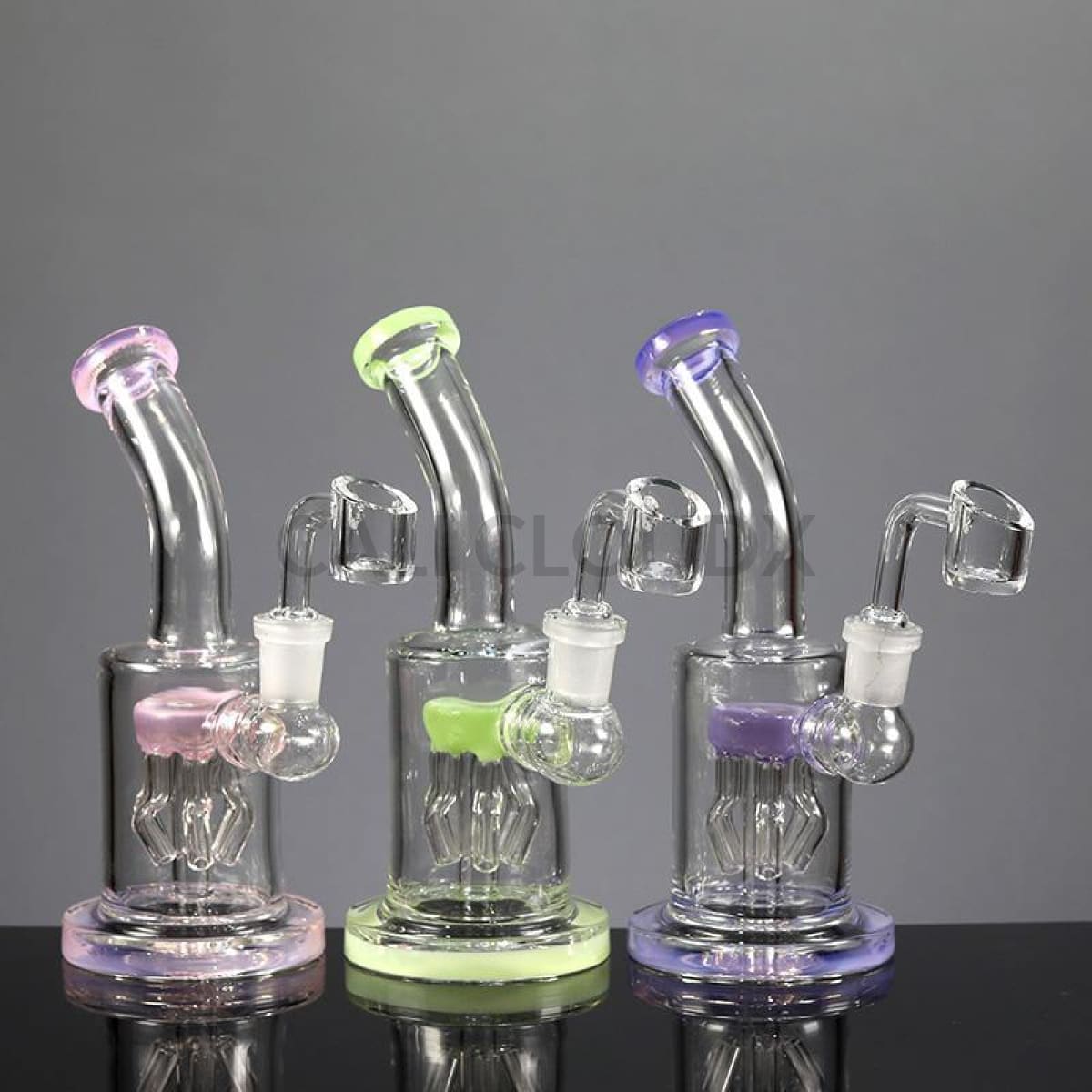 7" Slime Color Bent Tree Perc. Rig w Banger - Cali Cloudx Inc