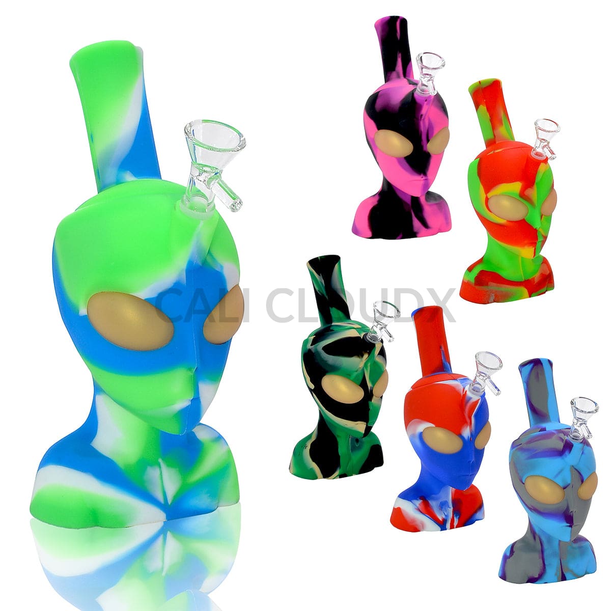 8’ Silicone Alien Face Water Pipe | Rig