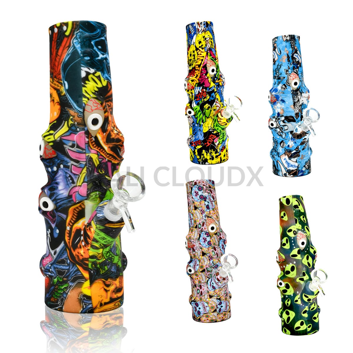 9’’ Silicone Alien Eye Water Pipe with LED Lights Multicolor