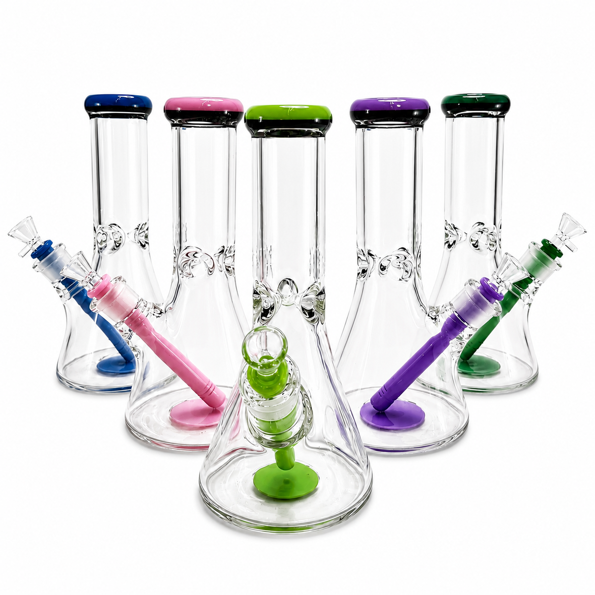 10" 9mm Thick Glass Color Ring Beaker