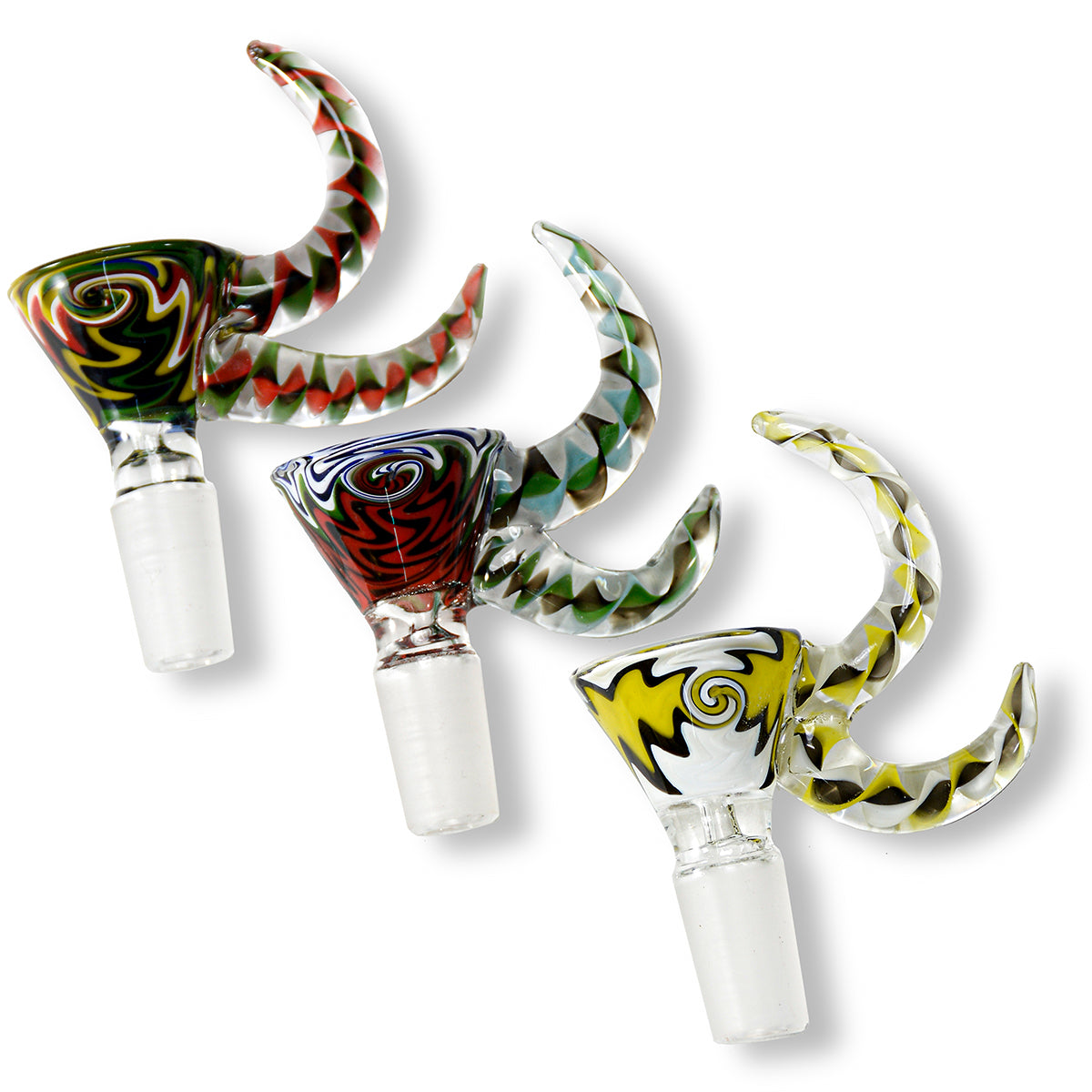 14mm Double Horn Swirl Colorful Glass Bowl