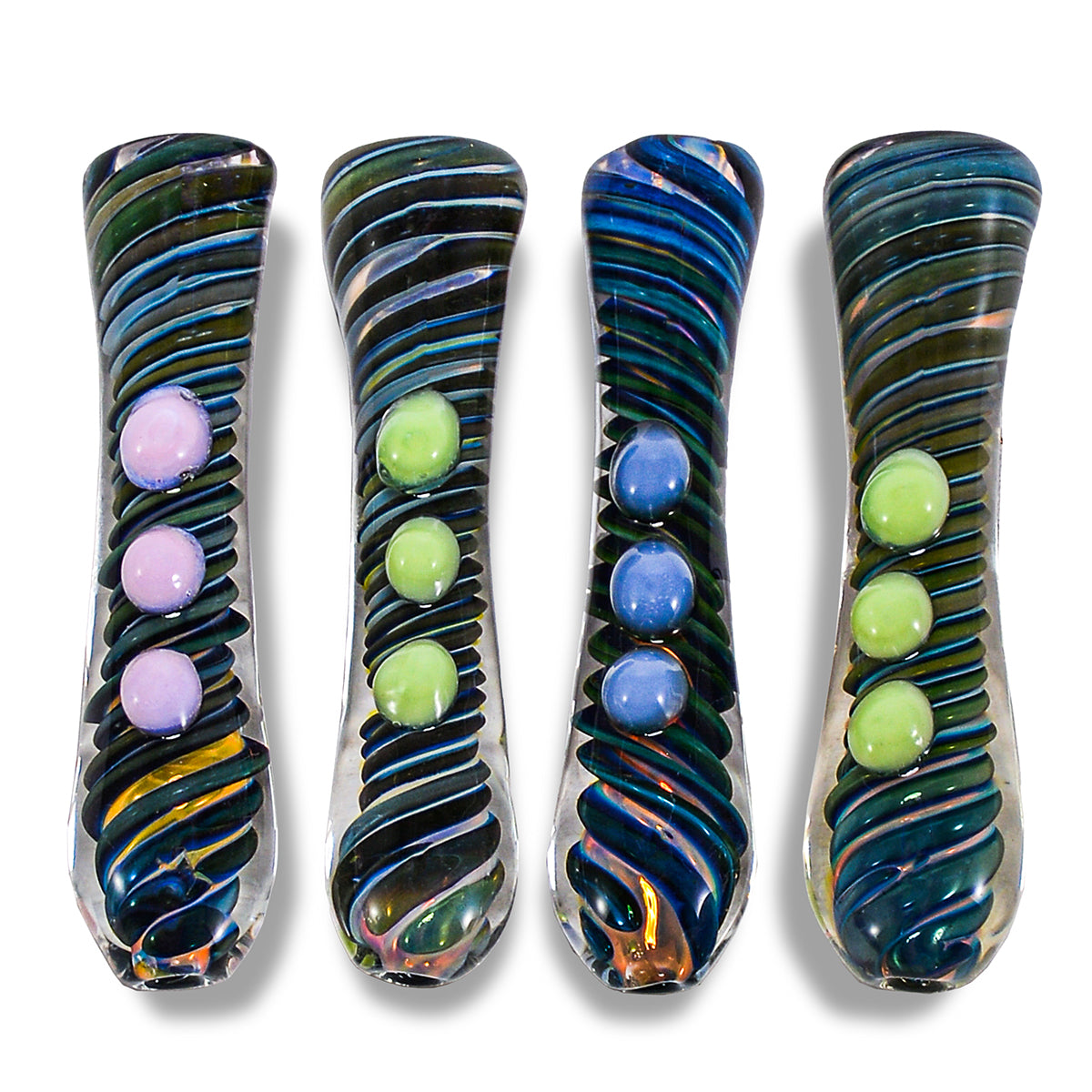 Color Art Spiral Design Three Milky Dot Chillum