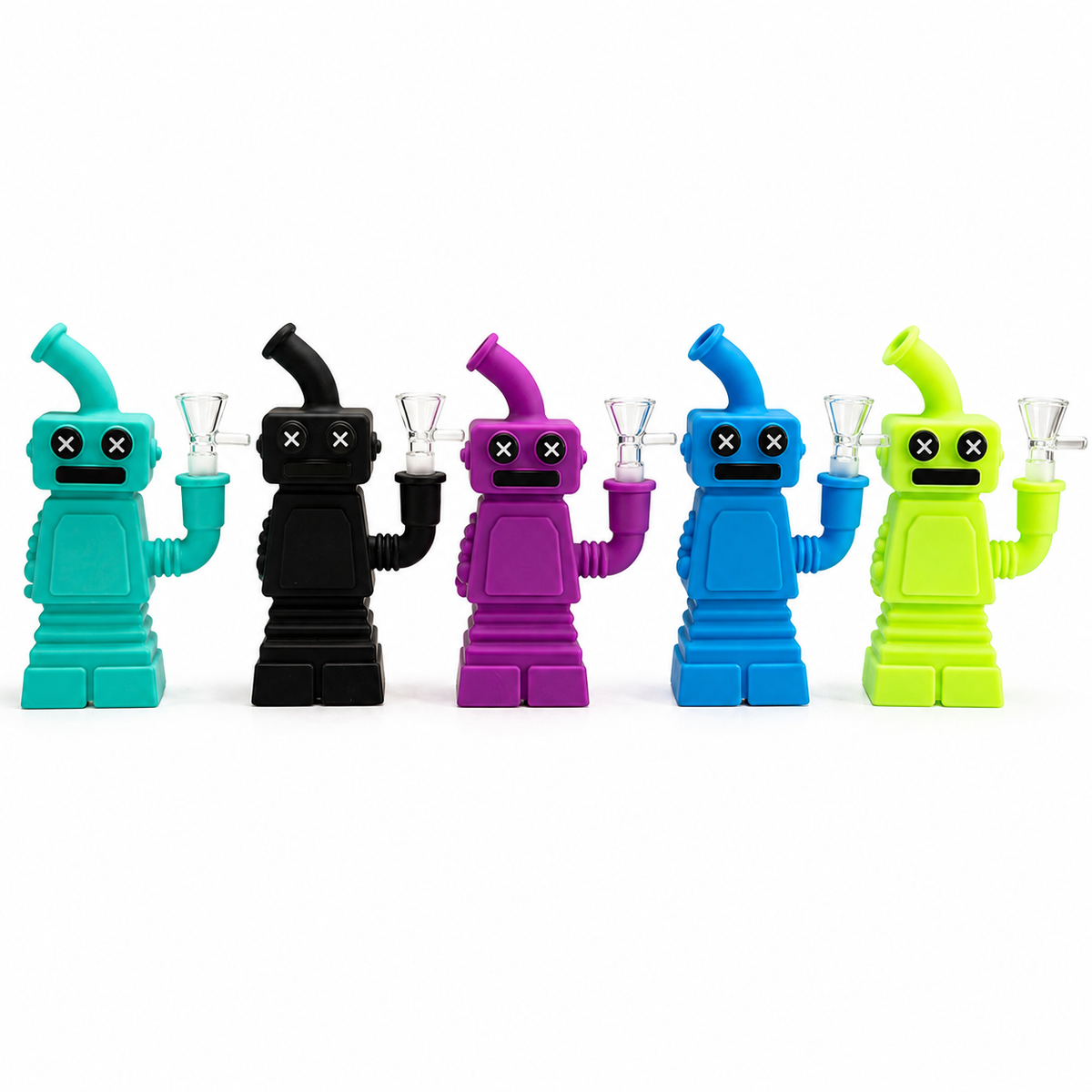 7" Robot Silicone Water Pipe with Glass Bowl