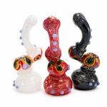 8" Frit Color and Dot Design Glass Bubbler Pipe