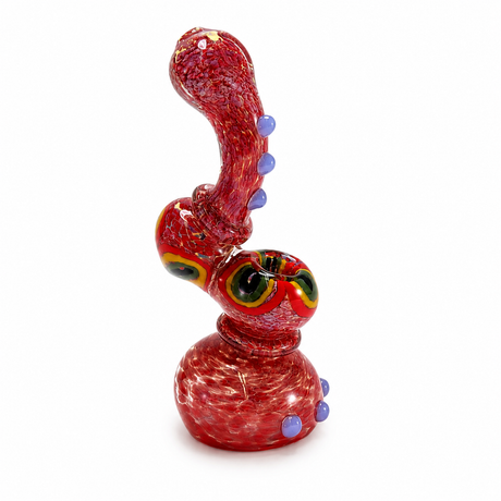 8" Frit Color and Dot Design Glass Bubbler Pipe