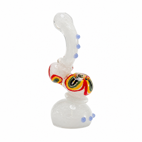8" Frit Color and Dot Design Glass Bubbler Pipe