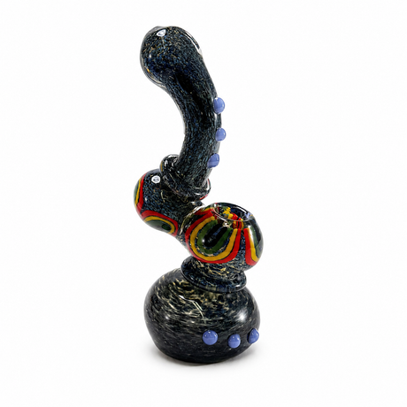 8" Frit Color and Dot Design Glass Bubbler Pipe