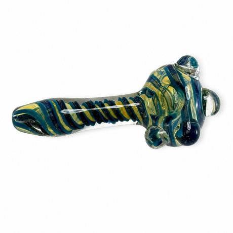 4" Spiral & Clear Nubs Glass Hand Pipe | Cali Cloudx