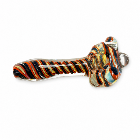 4" Spiral & Clear Nubs Glass Hand Pipe | Cali Cloudx