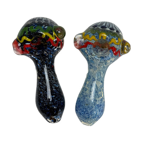 5" Frit Color Zigzag &  Flower Head Hand Pipe