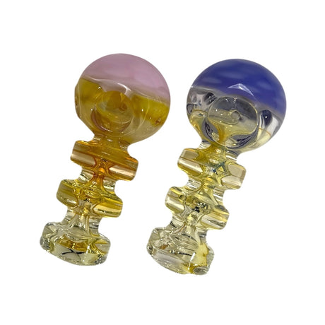 4" Colored Head Rounded Bowl Chamber Hand Pipe