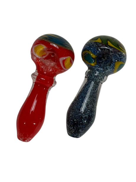 5" Frit Colored Wigwag Design Hand Pipe