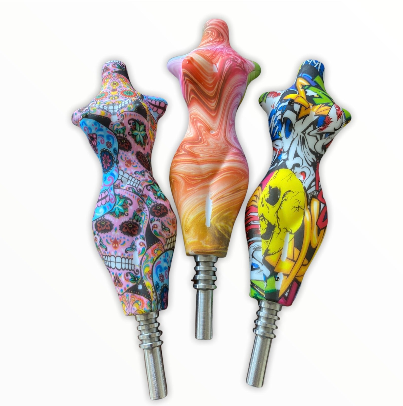 4.5" Inches Silicone Curvy Girl Hand  Pipe- Printed