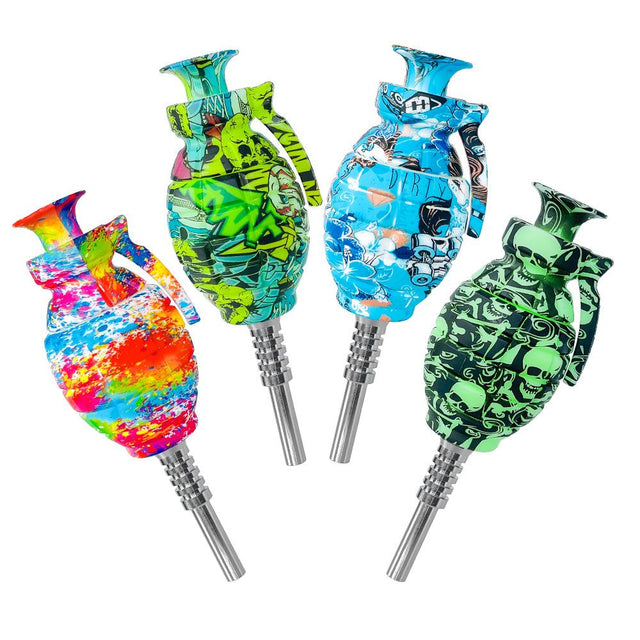 5" Silicone Grenade Shape Printed Dab NC Straw