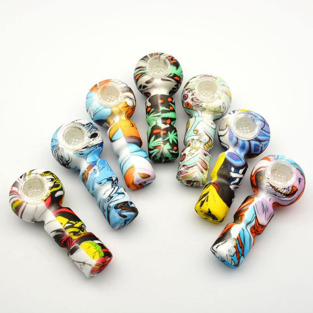 4" Colorful Printed Silicone Hand-pipe - Cali Cloudx Inc