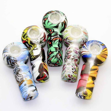 4" Colorful Printed Silicone Hand-pipe - Cali Cloudx Inc