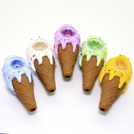 4" Colorful Ice-Cream Shaped Silicone Pipe - Cali Cloudx Inc