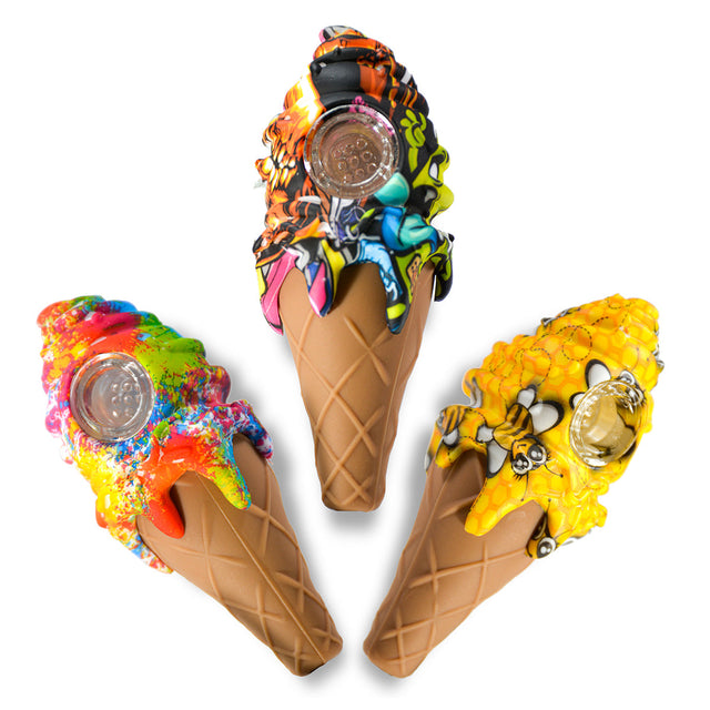 4 Colorful Ice Cream Shaped Silicone Hand Pipe